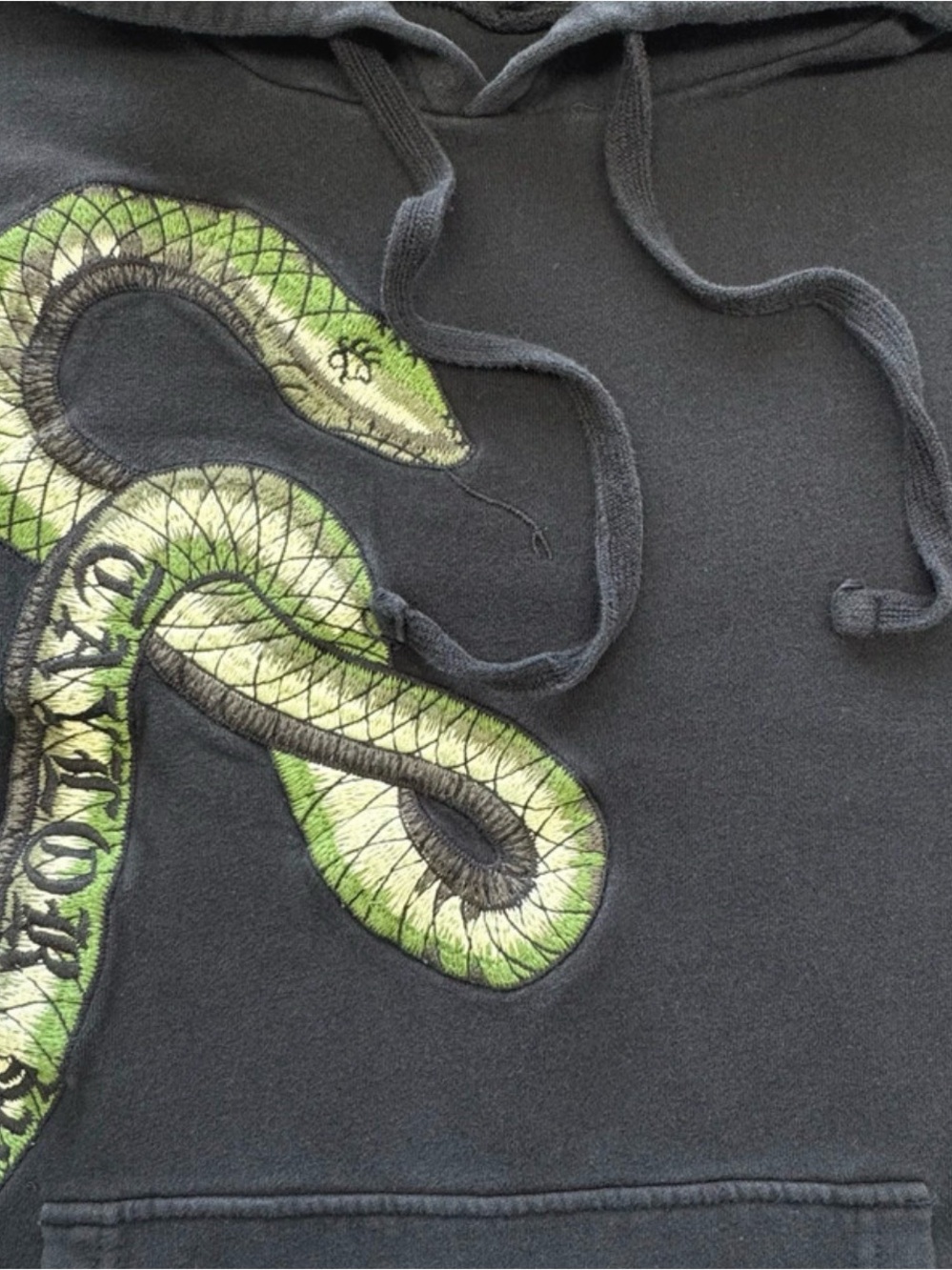 Taylor Swift Black Hoodie with Green Snake Patch